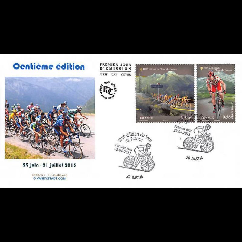 FDC - 100e édition du tour de France, oblit 29/6/13 Bastia