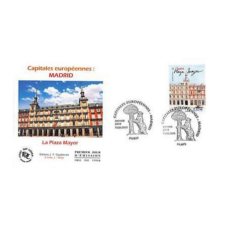 FDC - Madrid, Plaza Mayor, oblit 15/3/13 Paris