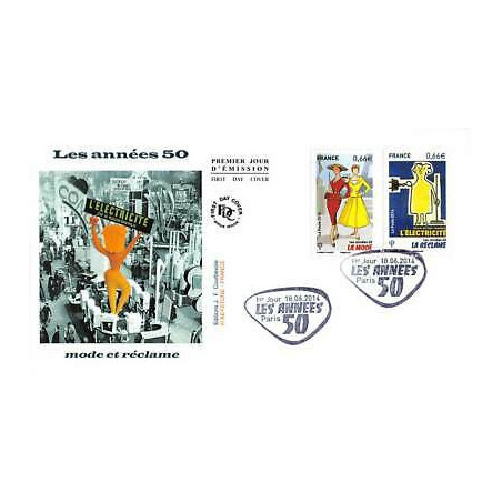 FDC - Les années 50, mode et réclame, oblit 18/6/14 Paris