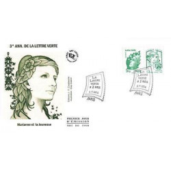 FDC - La lettre verte a 3 ans - Marianne et la jeunesse - oblit 6/11/14 Paris