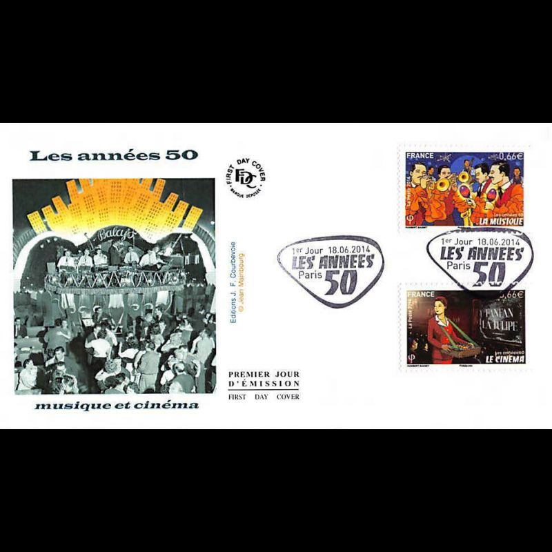 FDC - Les années 50, musique et cinéma, oblit 18/6/14 Paris