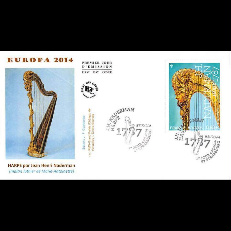 FDC - Europa 2014, la harpe Naderman, oblit 4/5/14 Strasbourg
