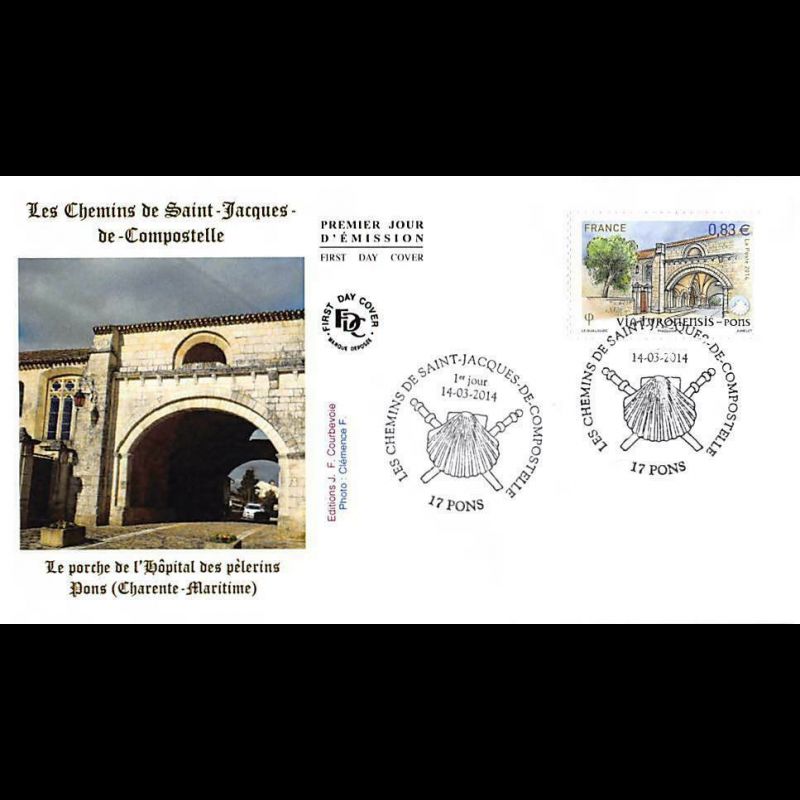 FDC - Le porche de l'hôpital des pèlerins à Pons, oblit 14/3/14