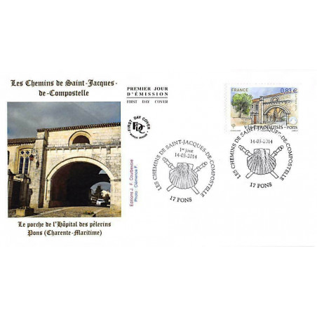 FDC - Le porche de l'hôpital des pèlerins à Pons, oblit 14/3/14