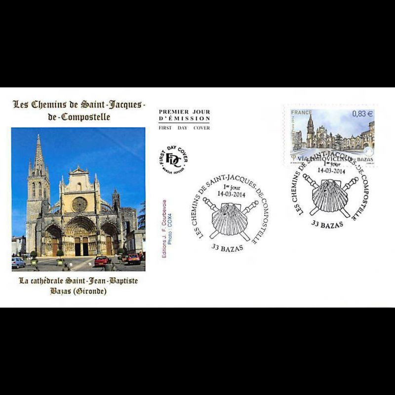 FDC - Cathédrale Saint Jean Baptiste à Bazas, oblit 14/3/14