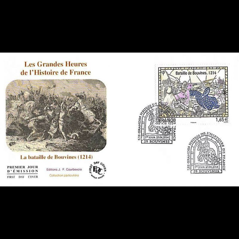 FDC - Grandes heures histoire de France, oblit 25/4/14 Bouvines