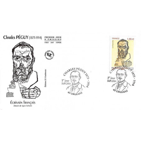 FDC - Charles Péguy, écrivain, oblit 5/9/14 Orléans