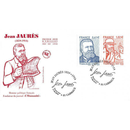 FDC - Jean Jaurès, homme politique, oblit 17/6/14 Carmaux