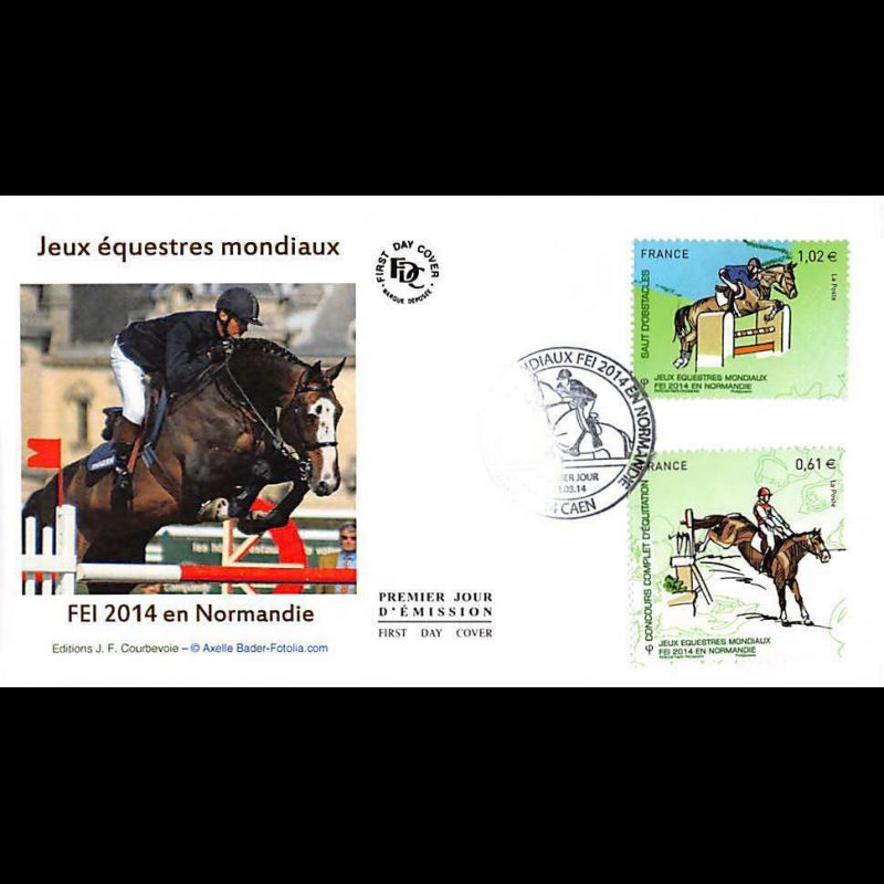FDC - Jeux équestres mondiaux (4892, 4896), oblit 23/8/14 Caen