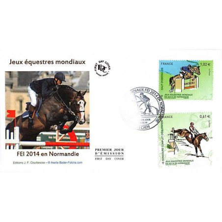 FDC - Jeux équestres mondiaux (4892, 4896), oblit 23/8/14 Caen