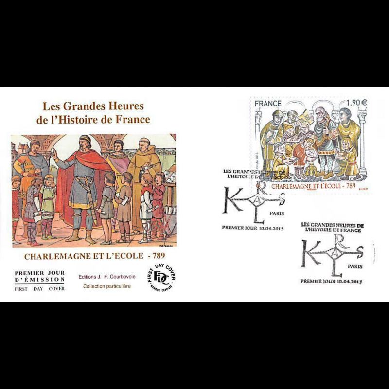 FDC JF - Charlemagne et l'école, oblit 10/4/2015 Paris