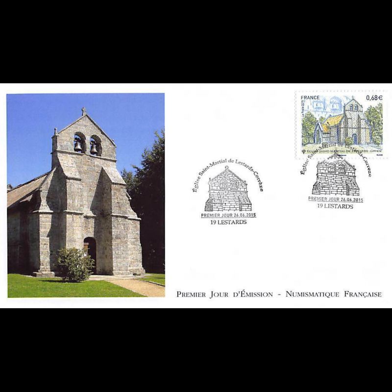 FDC LNF - Saint Martial de Lestards, église du XIIIème siècle, oblit 26/6/2015