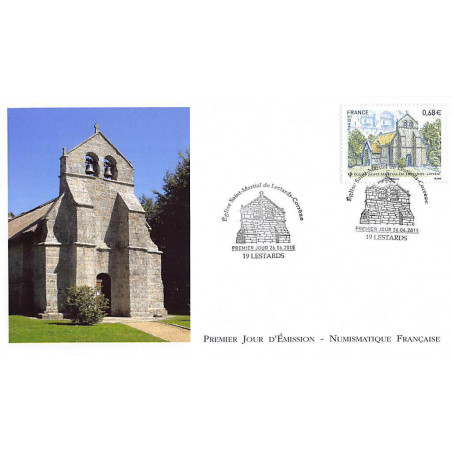 FDC LNF - Saint Martial de Lestards, église du XIIIème siècle, oblit 26/6/2015