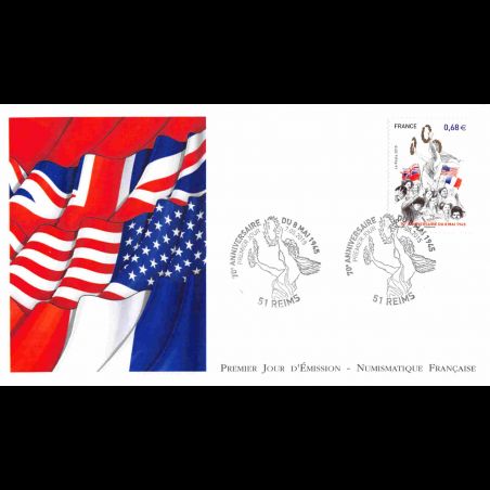 FDC LNF - 70e anniversaire du 8 mai 1945, oblit 7/5/2015 Reims