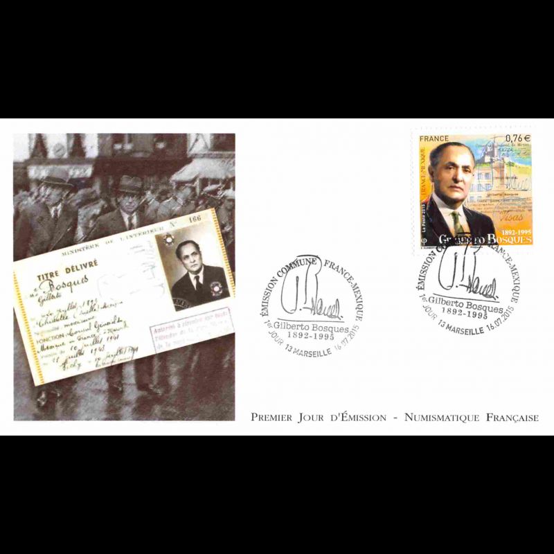 FDC LNF - Emission commune France Mexique (4970), oblit 16/7/2015 Marseille