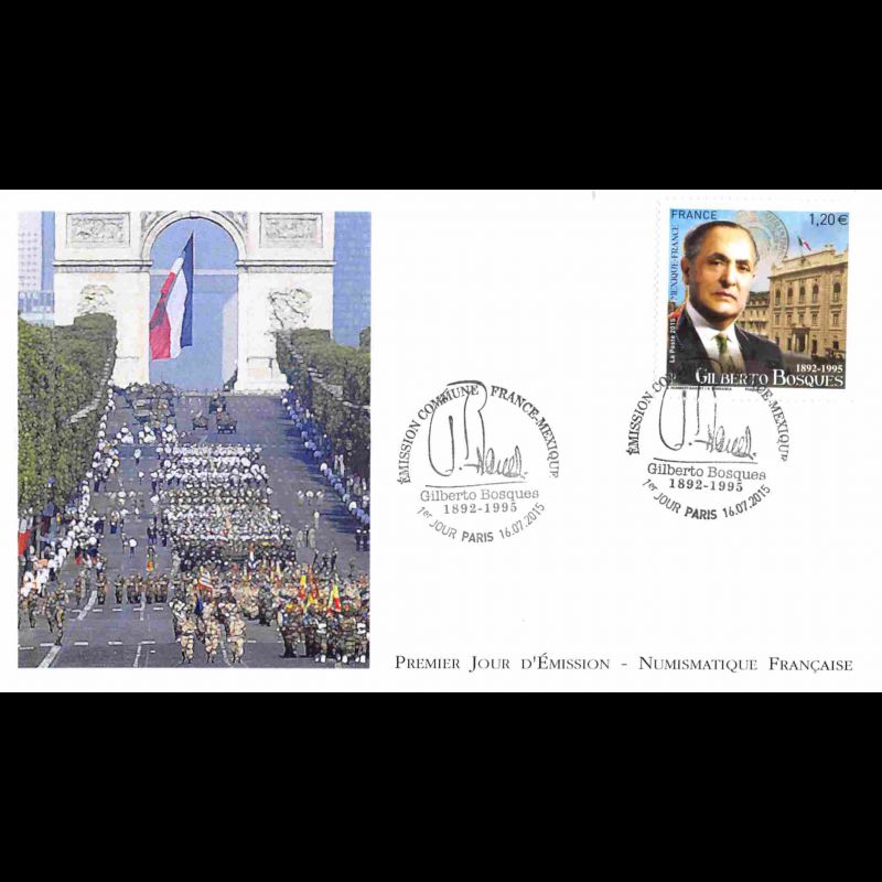 FDC LNF - Emission commune France Mexique (4971), oblit 16/7/2015 Paris