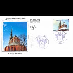 FDC soie - Riga, l'église...