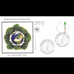 FDC soie- 21e conférence des Nations Unies sur le climat, oblit 24/11/2015 Paris