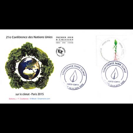 FDC - 21e conférence des Nations Unies sur le climat, oblit 24/11/2015 Paris