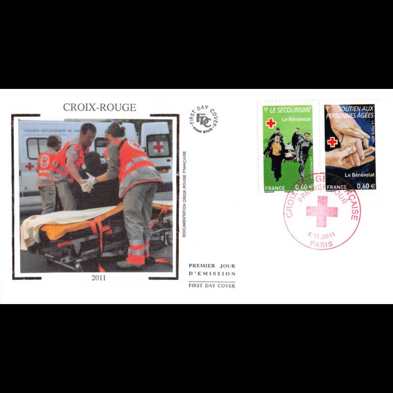 FDC soie - Croix rouge 2011 (1 sur 2), oblit 4/11/2011 Paris