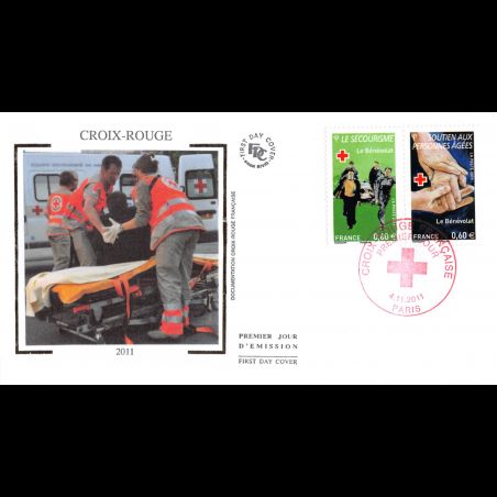 FDC soie - Croix rouge 2011 (1 sur 2), oblit 4/11/2011 Paris
