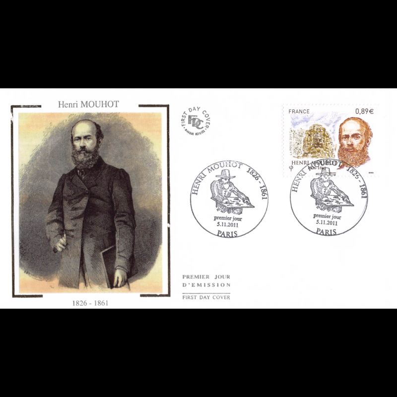 FDC soie - Henri Mouhot, oblit 5/11/11 Paris