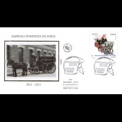 FDC soie - Sapeurs pompiers de Paris (5 sur 5), oblit 16/9/2011 Paris