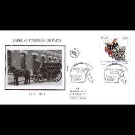 FDC soie - Sapeurs pompiers de Paris (5 sur 5), oblit 16/9/2011 Paris