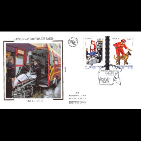FDC soie - Sapeurs pompiers de Paris (4 sur 5), oblit 16/9/2011 Paris