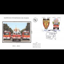 FDC soie - Sapeurs pompiers de Paris (3 sur 5), oblit 16/9/2011 Paris