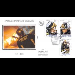 FDC soie - Sapeurs pompiers de Paris (2 sur 5), oblit 16/9/2011 Paris