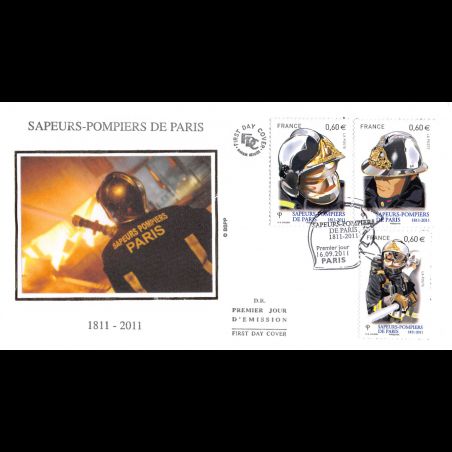 FDC soie - Sapeurs pompiers de Paris (2 sur 5), oblit 16/9/2011 Paris