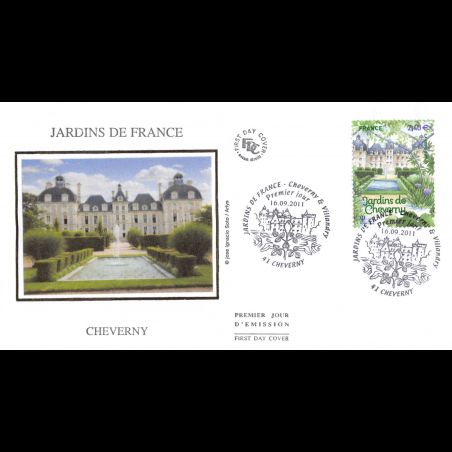 FDC soie - Les jardins de Cheverny, oblit 16/9/11