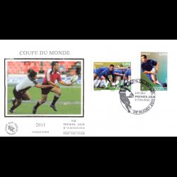 FDC soie v2 - Coupe du monde de rugby 2011 (1 sur 2), oblit 8/7/2011 Toulouse