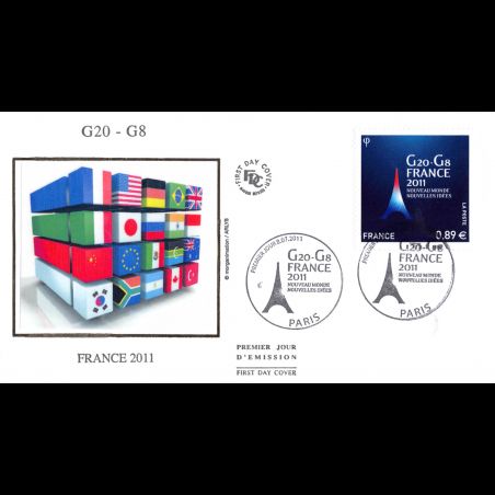 FDC soie - G20 - G8 France 2011, oblit 8/7/2011 Paris