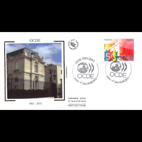 FDC soie - 50e anniversaire de l'OCDE, oblit 24/6/11 Paris