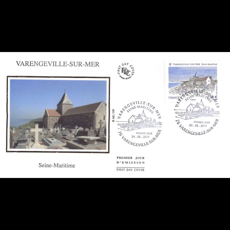 FDC soie - Varengeville sur mer, oblit 24/6/2011