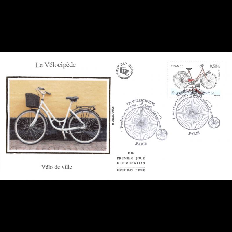 FDC soie - Vélo de ville, oblit 17/6/2011 Paris