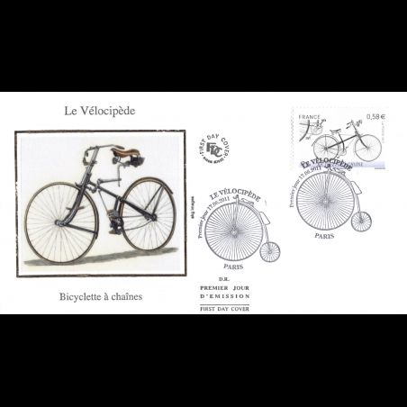 FDC soie - Bicyclette à chaînes, oblit 17/6/2011 Paris