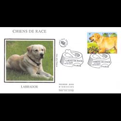 FDC soie - Chiens de race, Labrador, oblit 28/4/2011 Paris