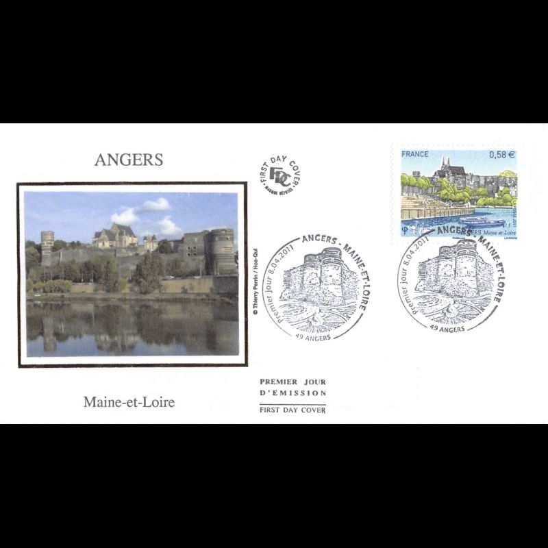 FDC soie - Angers, Maine et Loire, oblit 8/4/2011