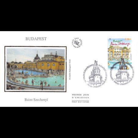 FDC soie - Budapest, bains Szechenyi - oblit 25/3/2011 Paris