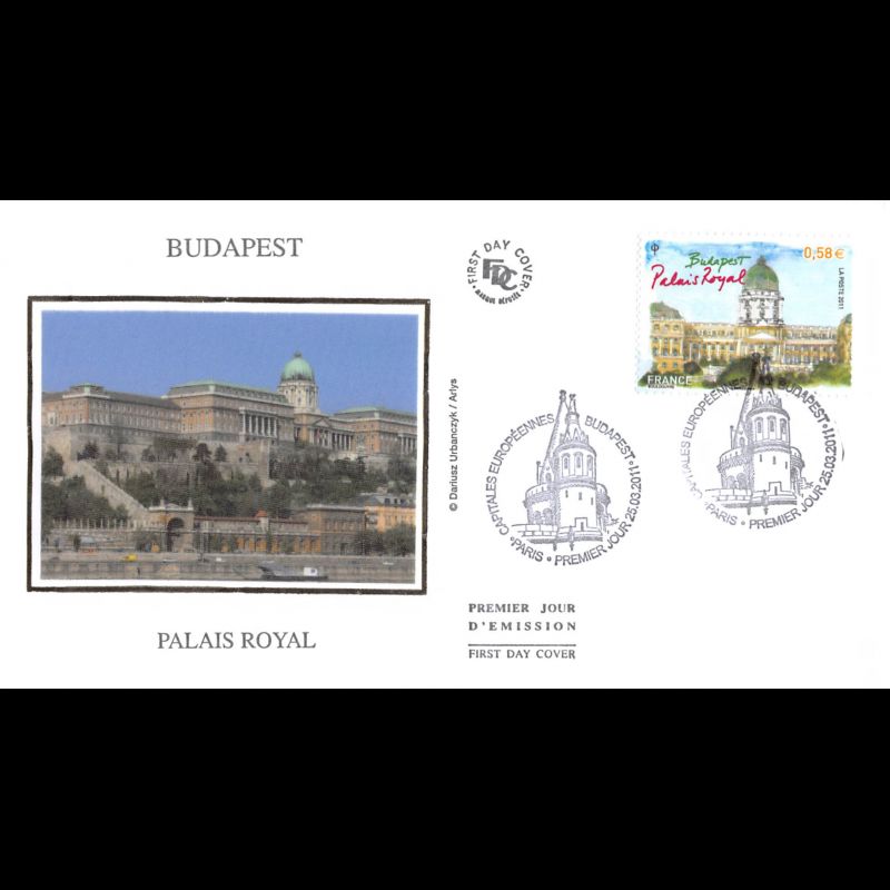 FDC soie - Budapest, Palais royal - oblit 25/3/2011 Paris