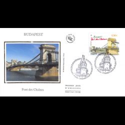 FDC soie - Budapest, Pont des chaînes, oblit 25/3/2011 Paris