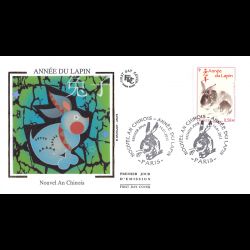 FDC soie - Année du lapin,...