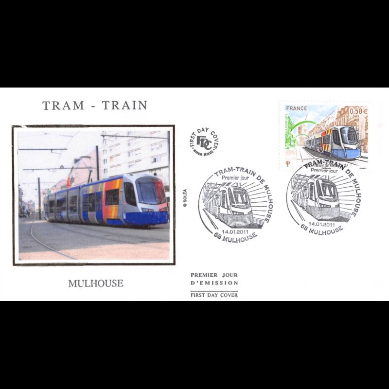 FDC soie - Tram train, oblit 14/1/2011 Mulhouse