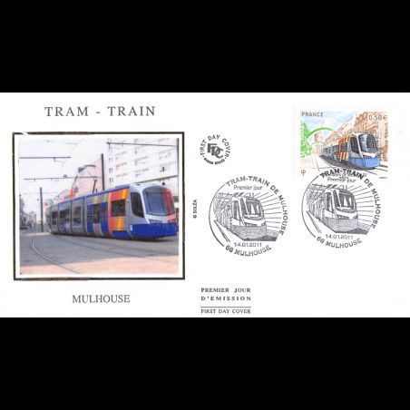 FDC soie - Tram train, oblit 14/1/2011 Mulhouse