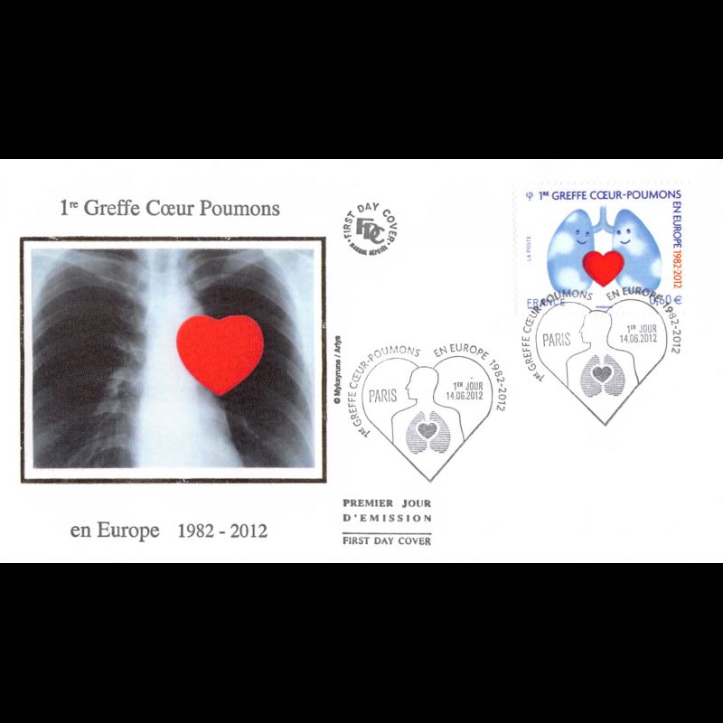 FDC soie - 1re greffe des poumons en Europe, oblit 14/6/2012 Paris