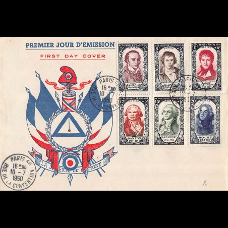 FDC France 1950 – Célébrités de la Révolution de 1789 – Premier jour Paris 10 juillet 1950