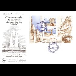 FDC GF JF - Bloc centenaire bataille de Vimy, oblit 8/4/2017